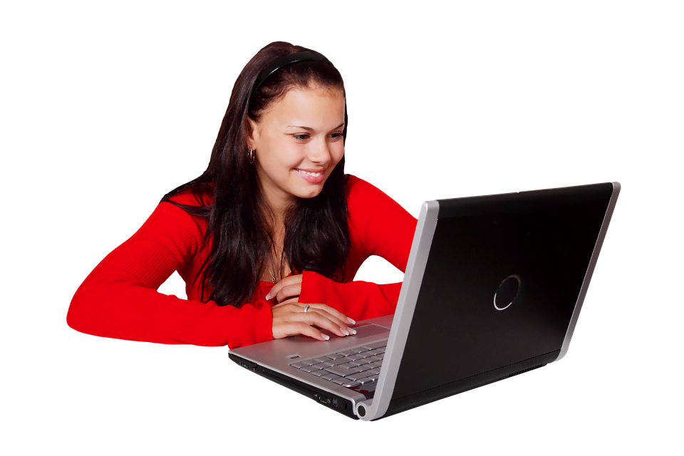 Girls Operating Laptop Beautiful Images