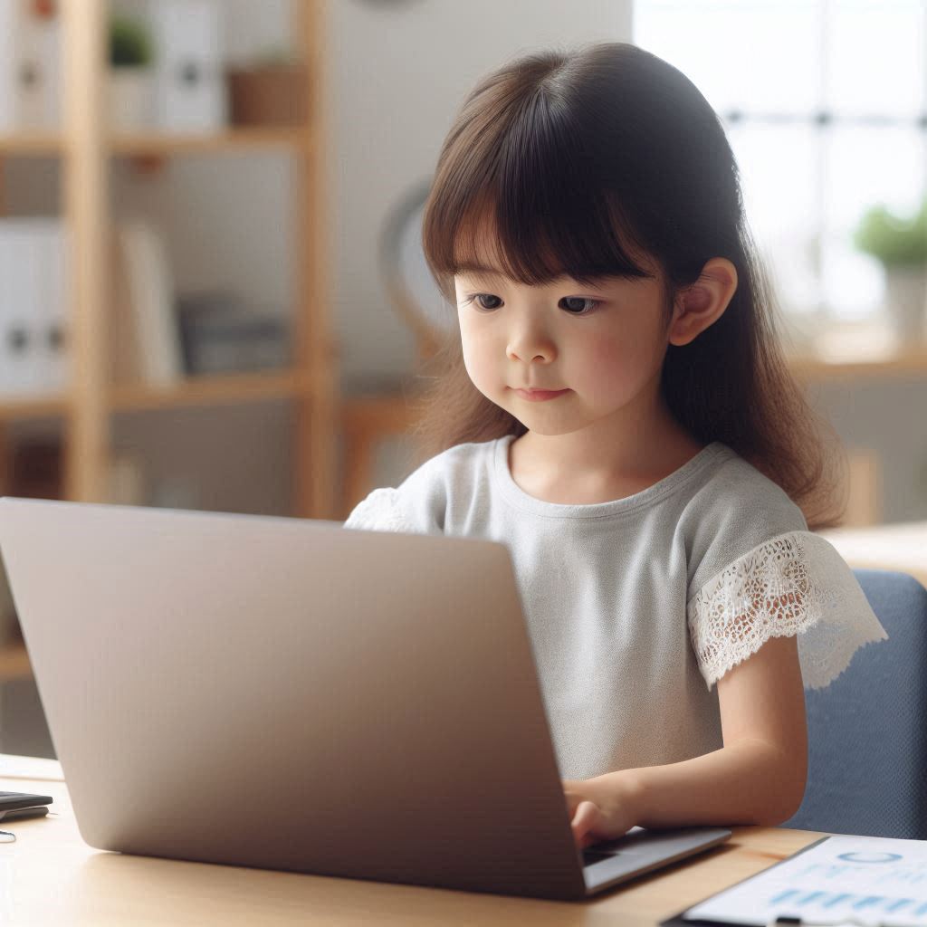 Kid Operating Computer in Class ()